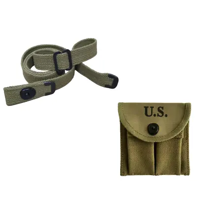 WWII US Military M1 Carbine Classic Canvas Rifle Sling With Butt Magazine Pouch  • $28.49