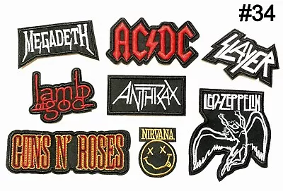 Rock Music Band Patch 8 PC Set Embroidered AC DC Led Zeppelin Metallica Nirvana • $14.44