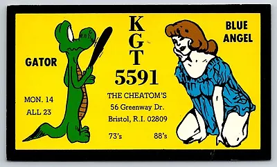 1974 Qsl Ham Radio Card Kgt 5591 Bristol R.i. Gator & Blue Angel The Cheatoms • $9.99