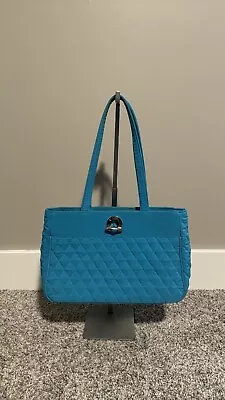 Vera Bradley Quilted Toggle Tote Turquoise Blue Handbag Purse Shoulder Bag • $20
