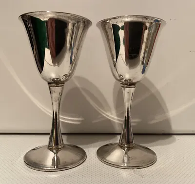 A Pair Of Miniature Silver Plated Goblets - 11cm High X 5.5cm Diameter • £12.99