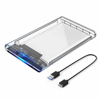 ORICO 2.5  Inch USB 3.0 To SATA HDD SSD Hard Drive Enclosure Caddy Case - Clear  • £7.75