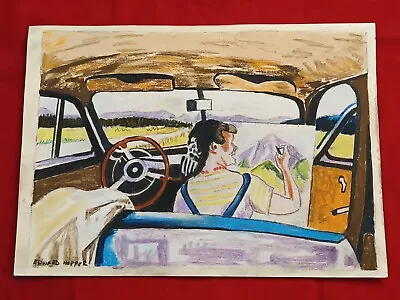 Edward Hopper Drawing On Paper (Handmade) Signed And Stamped Mixed Media. • $100