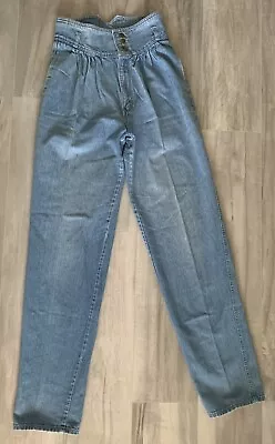 Vtg Ginger Blu 1980s Light High Waisted Mom Jeans Bareback 27x33 • $24.99