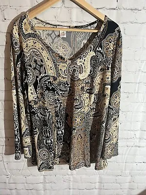 Monroe & Main Women’s Large Blouse 95% Polyester Long Sleeve • $7