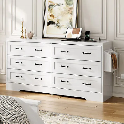6 Drawer Dresser For Home Bedroom Wood Storage Cabinet Chest Of Drawer Organizer • $130.99