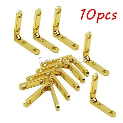 10x 90 Degree Hinges Zinc Alloy Spring Hinge For Wooden Box Jewellery Case Gold • $9.01