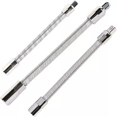 3 Pcs Flexible Extension Bar Set 1/2x14  1/4x8  3/8x12  Ratchet Drill Bit Holder • $17.99