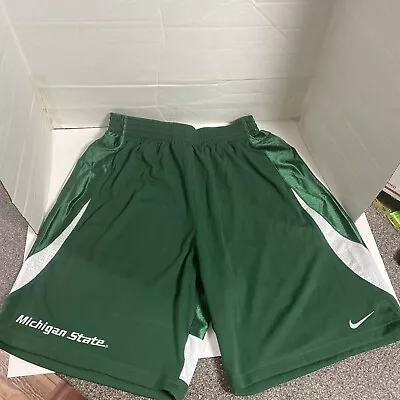 Michigan State Spartans Shorts Adult Medium Green Nike College Basketball Mens • $20
