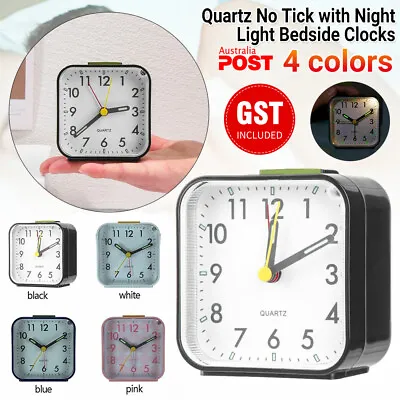 $14.79 • Buy Battery Operated Alarm Clock Quartz No Tick With Night Light Bedside Clocks AU