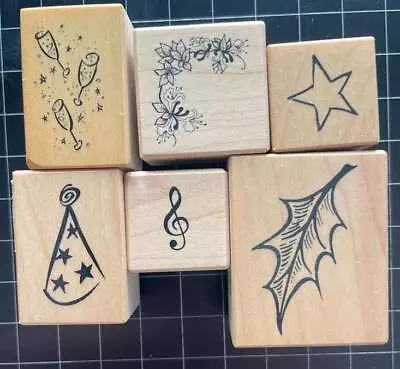 Vintage PSX Rubber Stamps Lot Of 6 Mixed Celebration Music Fall Winter • $7.50