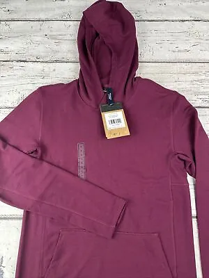 New North Face Sweatshirt Mens Slim Fit Terry Hoodie Small Boysenberry Maroon • $30.39