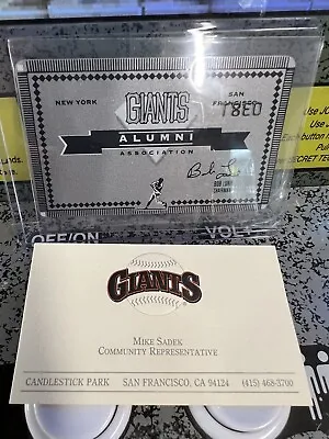 Vintage San Francisco Giants Alumni Association Mike Sadek Membership & Biz Card • $99