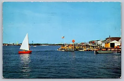 $5.95 • Buy Postcard Brigantine NJ Boating And Fishing 1956 Coca-Cola Sign