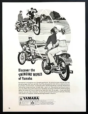 1966 Yamaha Twin Jet 100 Motorcycle Art  Discover Swinging  Vintage Print Ad • $7.99