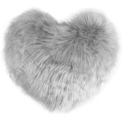 Heart Pillow Soft Fluffy Long Plush Love Throw Pillow Decorative Cute SuSYr • £15.59