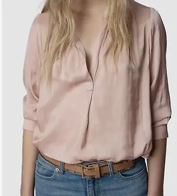 Zadig & Voltaire Sz Small Pink Satin Tink Blouse Top $324 • $44