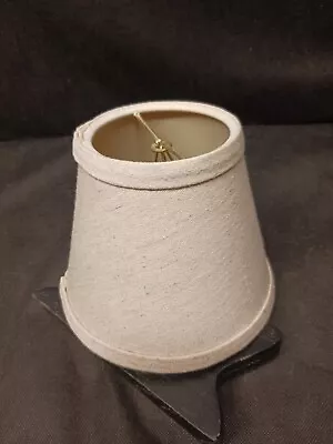 Vintage Small Tan 4 1/2” Tall Clip On Candle Lamp Shade Bulb Bell Shape Cloth • $19.50