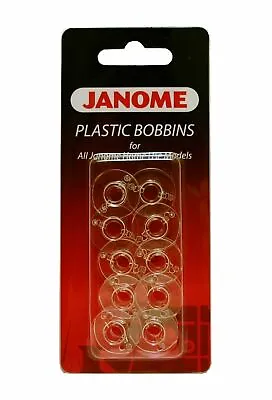 JANOME SEWING MACHINE PLASTIC BOBBINS PACK OF 10pcs • £5.99