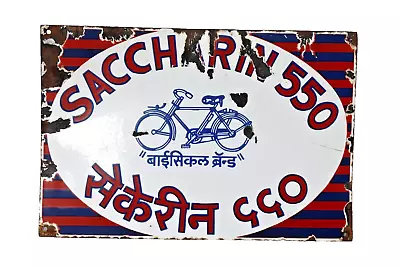 Vintage Porcelain Enamel Sign Board Saccharin 550 Cycle Brand Advertising Colle • $328.17