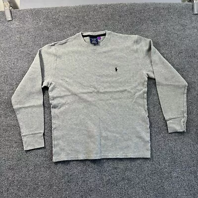 POLO RALPH LAUREN Thermal Shirt Men's L Gray Long Sleeve Crew Soft Knit Cotton • $14.36