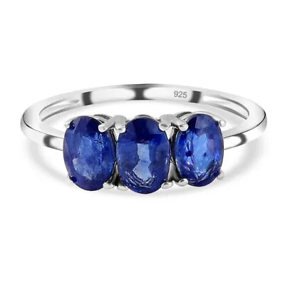 TJC 1.33ct Tanzanite Trilogy Ring In Platinum Over Silver • £50.99