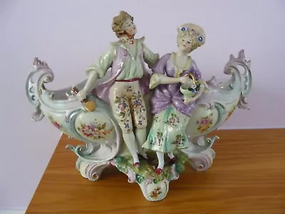 Antique Garden Themed German? Porcelain Jardinière Vase Bowl Courting Couple • £14.99