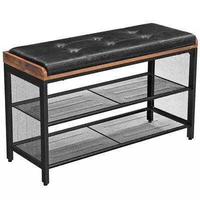 $132.01 • Buy VASAGLE Shoe Bench Padded Bench With Mesh Shelf Shoe Rack Brown Black LBS75X