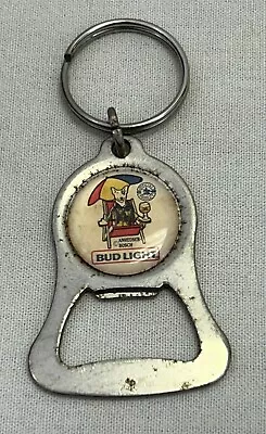 Vintage Bottle Opener Bud Light Anheuser Busch Key Chain Fob SPUDS MACKENZIE  • $11.95