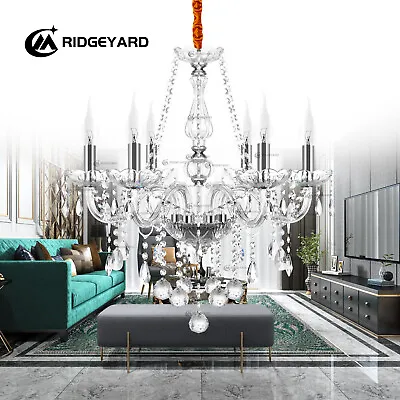 Clear 6 Arms Luxury K9 Crystal Chandelier Living Room Pendant Ceiling Light E14 • £60.99