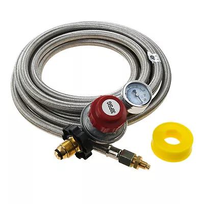 Gas Grill 12 Foot 0-30 PSI High Pressure Adjustable Propane Regulator With Gauge • $64.34