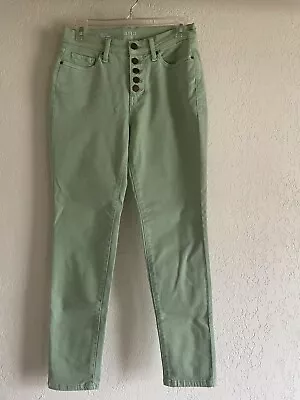 A.n.a. High Rise Skinny Denim Stretch Jeans Button Fly Mint Green Women Sz 4 • $15