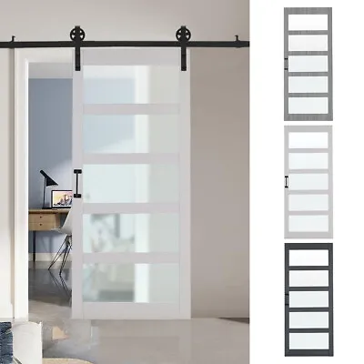 Wood Barn Door Sliding Closet Divider Hardware Kit 6-7FT / Door With Track Kit • £195.95