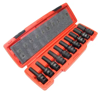 10 Pc 1/2  Drive Socket Set Universal Swivel Impact Sockets CR Molybdenum Metric • $84.89