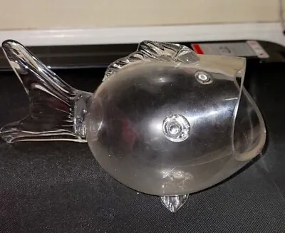 Vintage Glass Fish Bowl Vase 13in Long Mid Century Modern  • $101