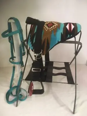 Miniature Horse/sm Pony Bareback Saddle Pad Set Sw Teal  Bitless Bridle Cinch • $69.74
