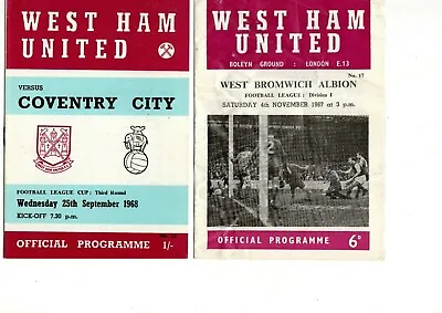 £2.50 • Buy 2x West Ham Programmes  04/11/67 V West Brom + 25/09/68 V Coventry Free Postage
