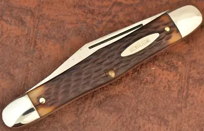 Schrade Ny Made In Usa Jigged Brown Delrin Stockman Whittler Knife 863 (15541) • $84