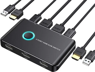 KVM Switch HDMI 2 Port BoxAblewe USB And HDMI Switch For 2 Computers Share Keyb • $56.99