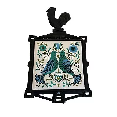 Enesco Cast Iron Tile Trivet Rooster Birds Wall Decor Made In Japan Vintage Art • $23.95