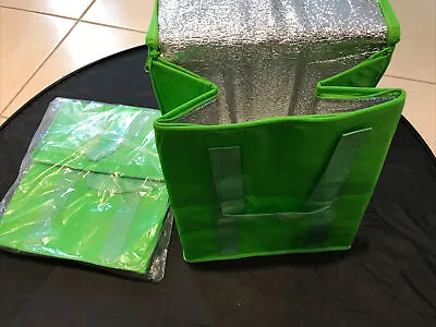 Qty 2 NEW INSULATED REUSABLE GROCERY BAG GREEN Thermal Zipper Shopping Tote • $13.99