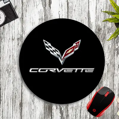 Corvette Bowtie Emblem Round Neoprene Pc Gaming Mouse Pad Mat Home School Office • $12.95