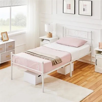 Metal Bed Frame Single Double 3ft 4ft6 Iron Bed W/ Headboard And Footboard • £75.99