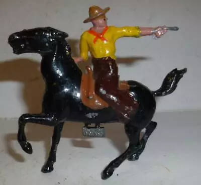 BRITAIN'S VINTAGE LEAD WILD WEST RARE MOUNTED COWBOY WITH EXPORT TAG 1940/50's • £9.99