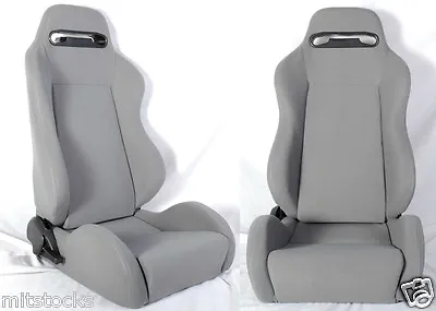 New 1 Pair Gray Cloth Racing Seats Reclinable W/ Sliders All Ford Mustang • $286.43