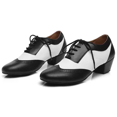 Men's Boys Latin Dance Shoes Black Leather Modern Ballroom Tango Jazz Shoes Soft • $46.87