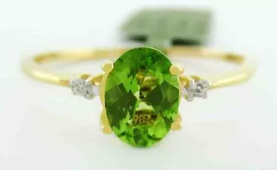 £0.81 • Buy GENUINE 1.12 Cts PERIDOT & DIAMONDS RING 10K GOLD - Free Certificate Appraisal
