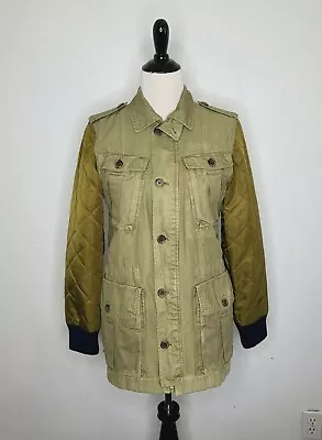 J CREW Women Quilted Boyfriend Fatigue Military Jacket Parka Sz Small Excellent! • $25