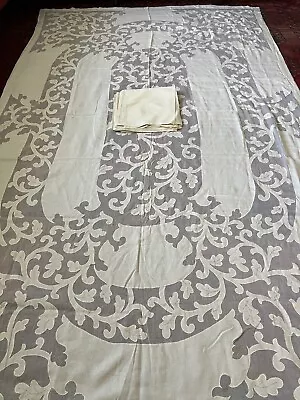 106 X67 VTG Madeira Organdy Scrolls Applique Hand Made Tablecloth 12 Napkins 24  • $150