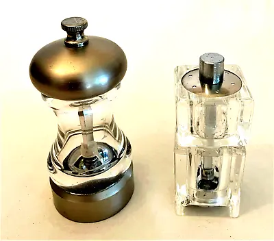 2 Vintage Olde Thompson Salt And Pepper Mill Grinder & Square Clear Acrylic Mill • $12.99